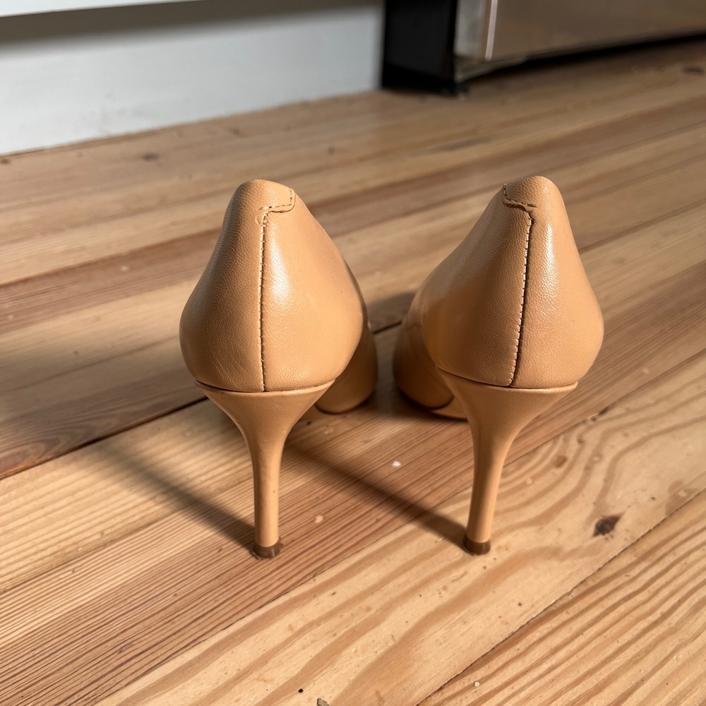 Nine‎ West Flax Pumps Light Natural Leather Pointed Toe Stiletto Heels 5M NWFLAX - Picture 3 of 7